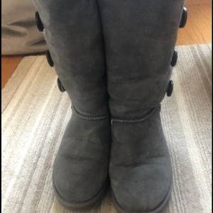 Grey Side Buttons Tall UGGS